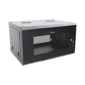 gabinete de pared de 6u con puerta perforada 455 mm de profundidad total rack de 19 acero reforzado color negro241447