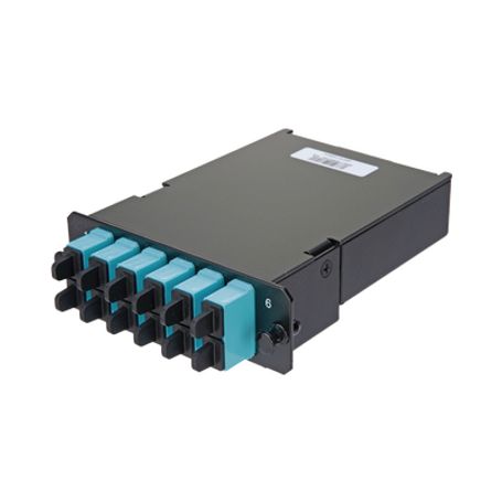 placa acopladora de fibra óptica fap con 12 pigtails y 6 conectores sc duplex 12 fibras para fibra multimodo om3om4 color aqua2