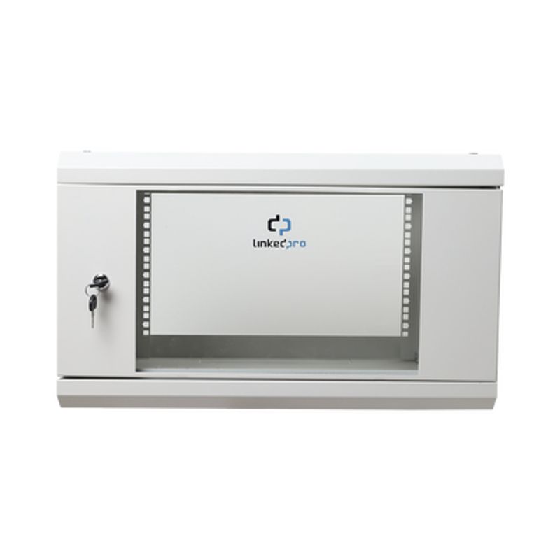 Gabinete De Pared De 6u Con Puerta De Cristal Templado 455 Mm De Profundidad Total Rack De 19 Acero Reforzado Color Gris Mate