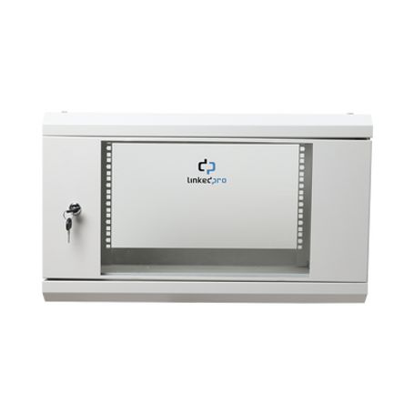 gabinete de pared de 6u con puerta de cristal templado 455 mm de profundidad total rack de 19 acero reforzado color gris mate24