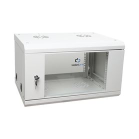gabinete de pared de 6u con puerta de cristal templado 455 mm de profundidad total rack de 19 acero reforzado color gris mate24