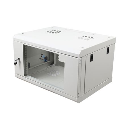 Gabinete De Pared De 6u Con Puerta De Cristal Templado 455 Mm De Profundidad Total Rack De 19 Acero Reforzado Color Gris Mate