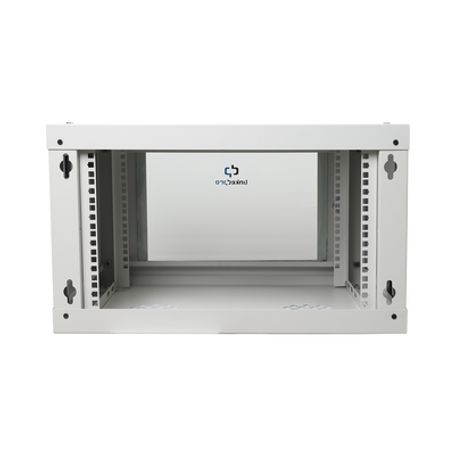 Gabinete De Pared De 6u Con Puerta De Cristal Templado 455 Mm De Profundidad Total Rack De 19 Acero Reforzado Color Gris Mate