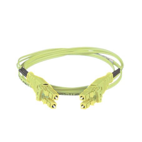 jumper de fibra óptica multimodo 50125 om5 lclc uniboot duplex lszh color verde lima 2 metros