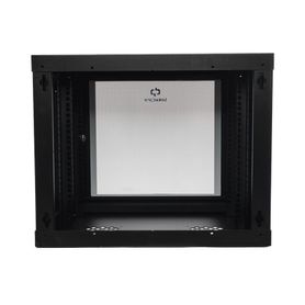 gabinete de pared de 9u con puerta de cristal templado 455 mm de profundidad rack de 19 acero reforzado color negro241449