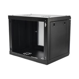 gabinete de pared de 9u con puerta de cristal templado 455 mm de profundidad rack de 19 acero reforzado color negro241449
