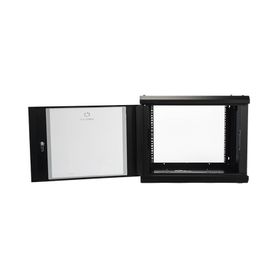 gabinete de pared de 9u con puerta de cristal templado 455 mm de profundidad rack de 19 acero reforzado color negro241449