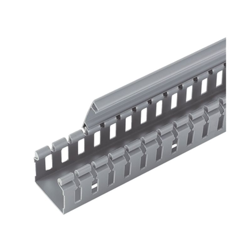 Canaleta Ranurada De Pvc Sin Tapa Tipo H (tapa Abisagrada) 55.1 Mm De Ancho 50.3 Mm De Alto Y 1828.8 Mm De Largo Color Gris