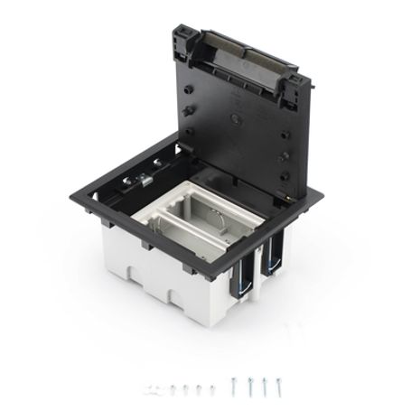 Caja Para Instalación En Piso Falso Para Voz Datos O Contactos Eléctricos / Capacidad Para 2 Módulos / Espacio Embellecedor En L