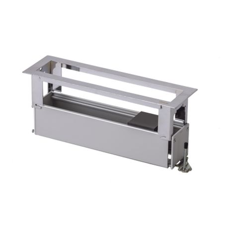 caja para instalación en escritorio para voz datos o contactos eléctricos  capacidad para 4 módulos  salida de cables posterior
