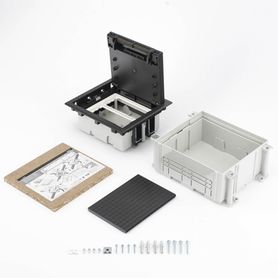 caja de suelo simon serie s  para voz datos o contactos eléctricos  capacidad para 2 módulos  con registro integrado para fijac