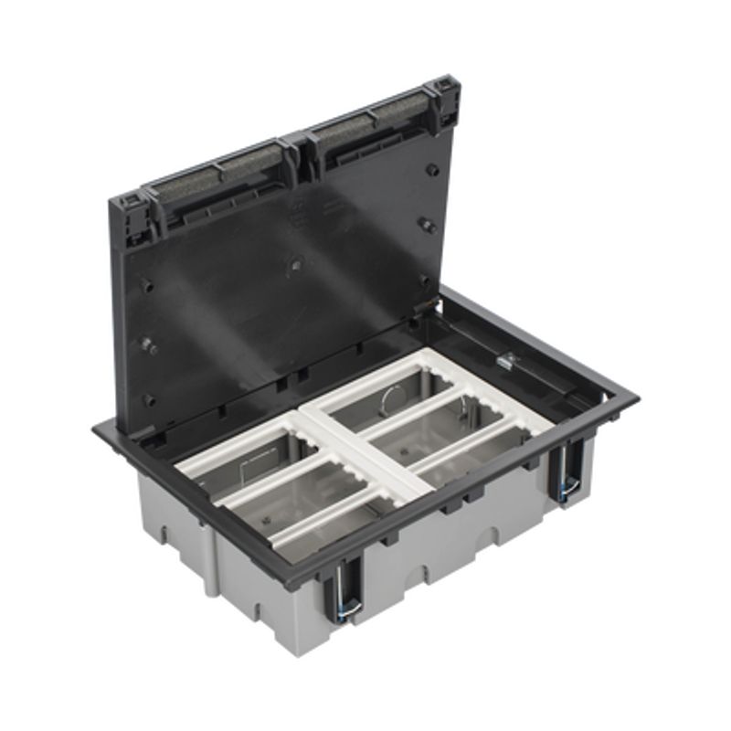 Caja Para Instalación En Piso Falso Para Voz Datos O Contactos Eléctricos / Capacidad Para 6 Módulos / Espacio Embellecedor En L