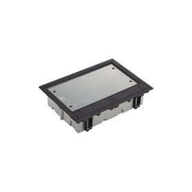 caja para instalación en piso falso para voz datos o contactos eléctricos  capacidad para 6 módulos  espacio embellecedor en la