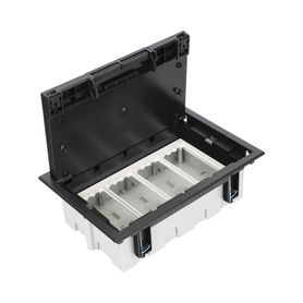 caja para instalación en pavimento para voz datos o contactos eléctricos  capacidad para 4 módulos  espacio embellecedor en la 