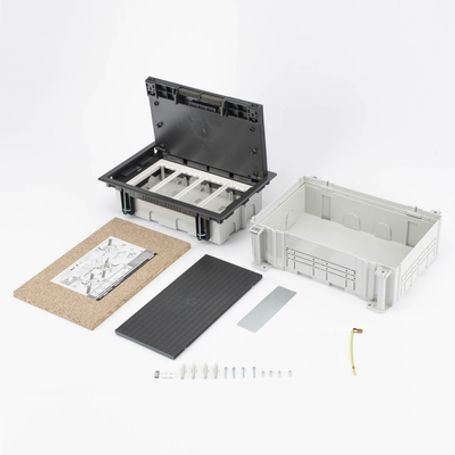 Caja Para Instalación En Pavimento Para Voz Datos O Contactos Eléctricos / Capacidad Para 4 Módulos / Espacio Embellecedor En La