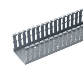 canaleta ranurada de pvc sin tapa tipo f 225 in de ancho 314 in de alto y 1800 mm de largo color gris214218