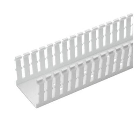 canaleta ranurada angosta de pvc sin tapa tipo f 572 mm de ancho 798 mm de alto y 18 m de largo color blanco