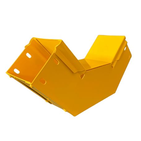 chfiber curva vertical interior a 90° de aluminio peralte 4 ancho 4 radio 8 con recubrimiento en pintura epóxica incluye tapa  