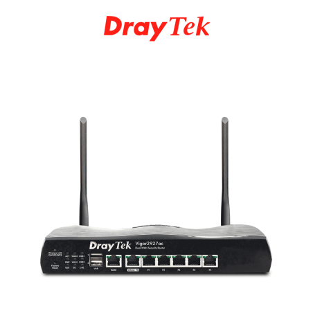DRAYTEK VIGOR2927AC- Ruteador Inalámbrico Multi WAN con 1 puerto WAN GE RJ45, 1 puerto intercambiable LAN & WAN, 5 puertos LAN