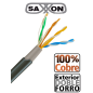 SAXXON OUTPCAT5ECOPEXT - Bobina de Cable UTP Cat5e 100% Cobre/ 305 Metros/ Exterior con Doble Forro/ Color Negro