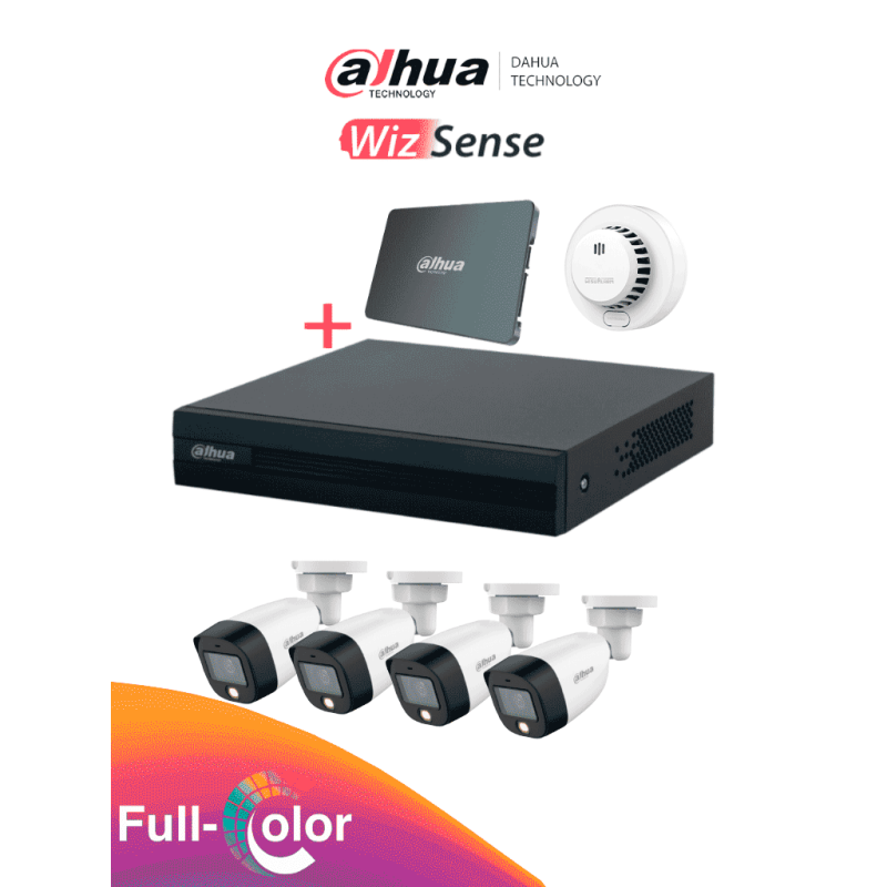 DAHUA PAQ-DH-KIT/XVR1B04-I-SSD(512G)/4-H-DHI-HY-SA13A - Kit FullColor de 4 Canales con SSD de 512GB/ 4 Camaras Full Color DAHUA PAQ-DH-KIT/XVR1B04-I-SSD(512G)/4-H-DHI-HY-SA13A - Kit FullColor de 4 Canales con SSD de 512GB/ 4 Camaras Full Color