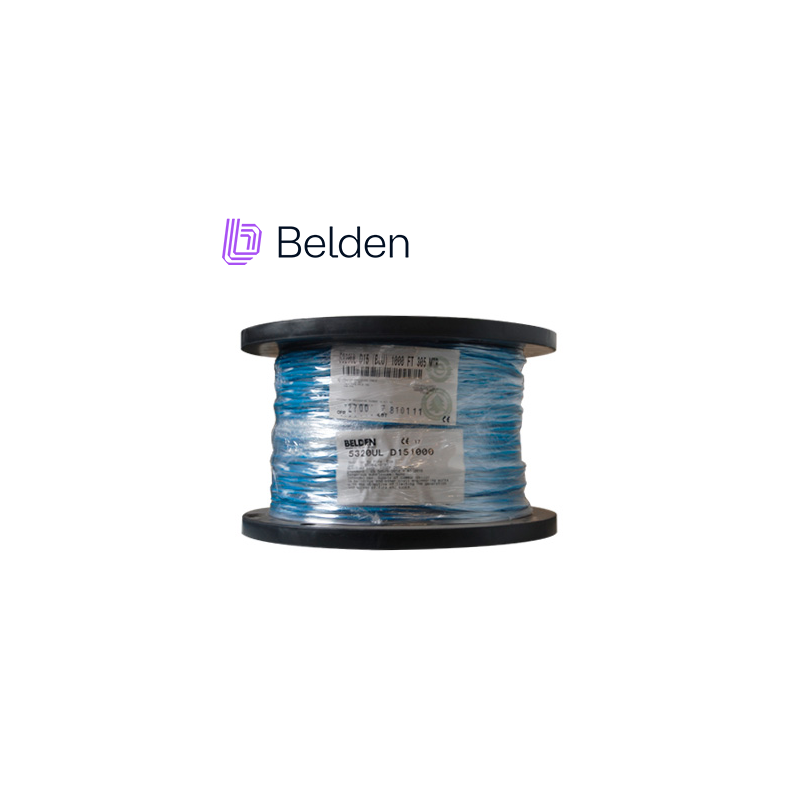 CABLE DE ALARMA CONTRA INCENDIOS BELDEN 5320UL D151000 FORRO PVC AZUL CMR RISER-FPLR 2C/18AWG 2 CONDUCTORES CALIBRE 18 AWG SOLID