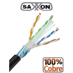 SAXXON OFTPCAT6COPEXT - Bobina de Cable FTP Cat6 100% Cobre/ 305 Metros/ Blindado/ Color Negro/ Uso Exterior