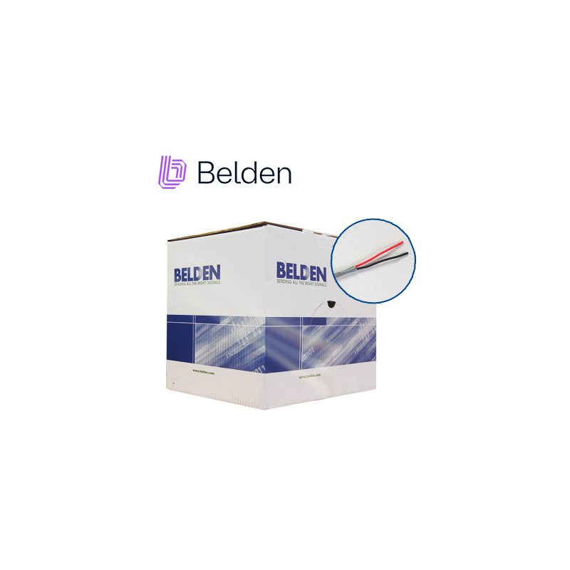 CABLE PARA SEGURIDAD Y SONIDO BELDEN 5200UE 008U1000 FORRO PVC GRIS CMR RISER 2C/16AWG 2 CONDUCTORES CALIBRE 16 AWG 100%