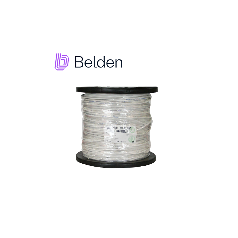CABLE DE AUDIO COMERCIAL Y SEGURIDAD BELDEN 5200FE 0091000 / INTERIOR / BLANCO / 2 CONDUCTORES / 16 AWG / MULTIFILAR / FORRO PVC
