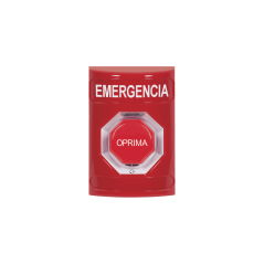 Botón de Emergencia, Texto en Español, Color Rojo, Acción Mantenida, Girar para Restablecer y LED Multicolor