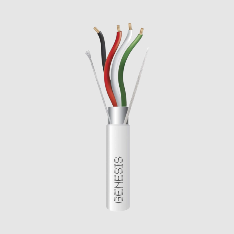 Bobina de 305 Metros (1000 Pies) de Cable 4 x 22 AWG BLINDADO / RISER / Color Blanco / Para Aplicaciones de Audio