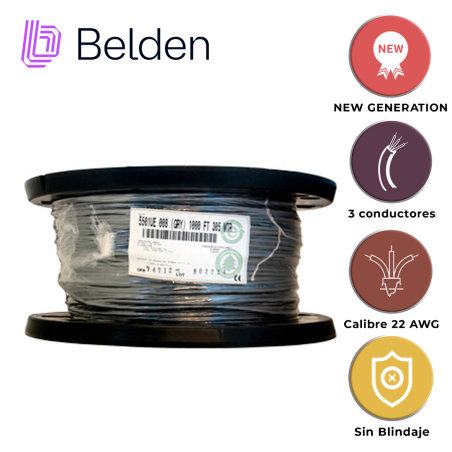 CABLE DE AUDIO COMERCIAL Y SEGURIDAD BELDEN 5501UE 0081000 / INTERIOR / GRIS / 3 CONDUCTORES / 22 AWG / MULTIFILAR / FORRO PVC