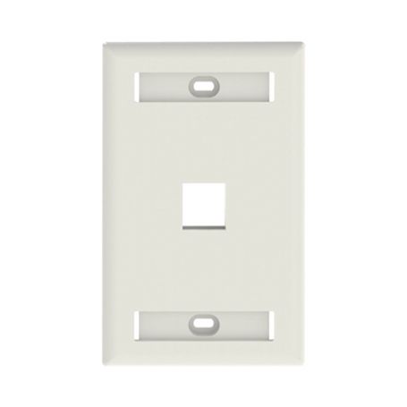 placa de pared vertical salida para 1 puerto keystone con espacios para etiquetas color blanco mate74111