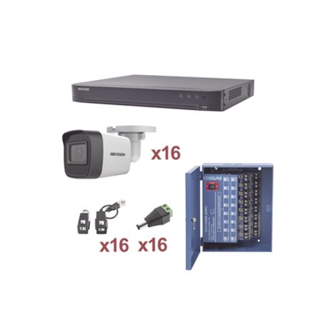 Kit Turbohd 1080p / Dvr 16 Canales / 16 Cámaras Bala (exterior 2.8 Mm) / Transceptores / Conectores / Fuente De Poder Profesiona