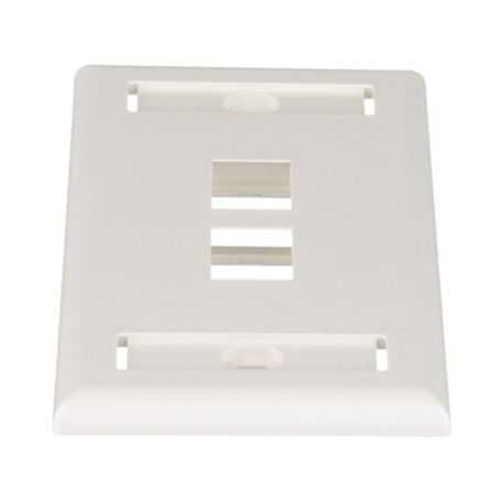 placa de pared vertical salida para 2 puertos keystone con espacios para etiquetas color blanco mate74123