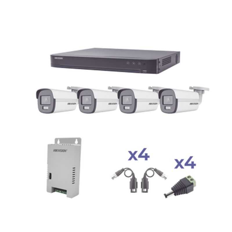 Kit Colorvu Turbohd 1080p / Dvr 4 Canales / 4 Cámaras Bala (exterior) Lente 2.8mm / Fuente De Poder Profesional / Transceptores 