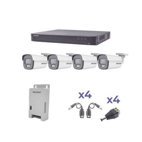 kit colorvu turbohd 1080p  dvr 4 canales  4 cámaras bala exterior lente 28mm  fuente de poder profesional  transceptores de vid