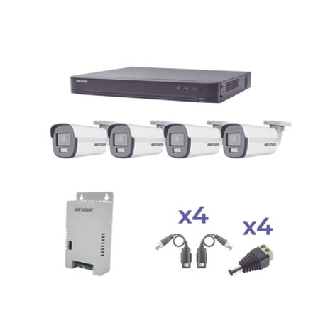 Kit Colorvu Turbohd 1080p / Dvr 4 Canales / 4 Cámaras Bala (exterior) Lente 2.8mm / Fuente De Poder Profesional / Transceptores 