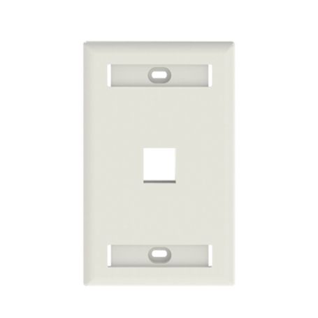 placa de pared vertical salida para 1 puerto keystone con espacios para etiquetas color blanco74115