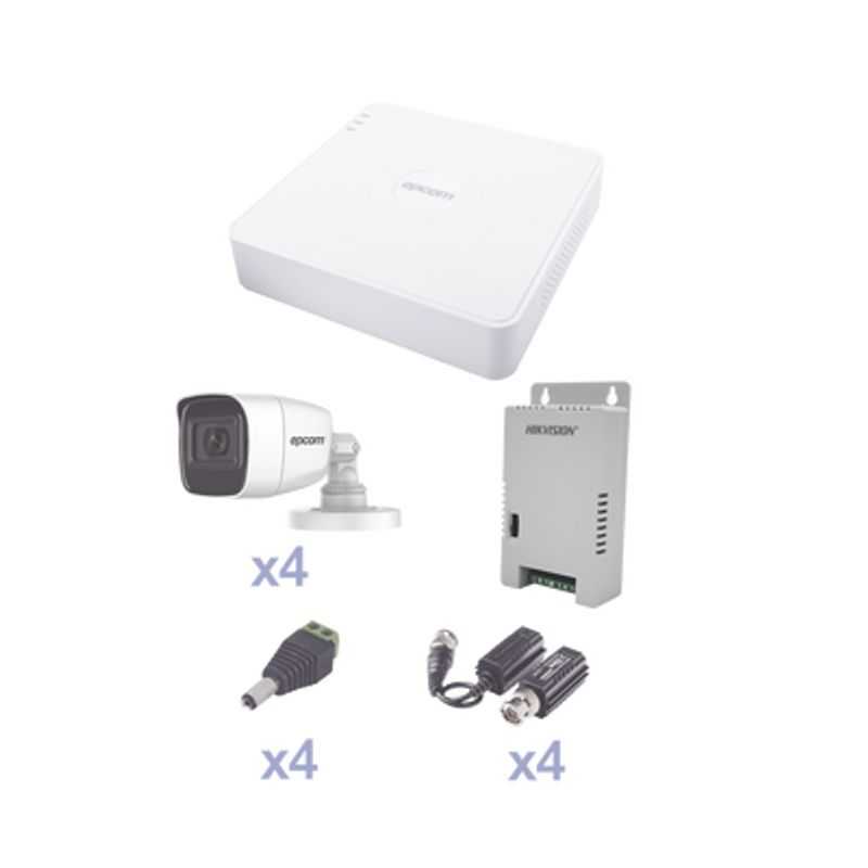 Kit Turbohd Con Audio 1080p / Dvr 4 Canales / 4 Cámaras Bala (exterior 2.8 Mm) / Transceptores / Conectores / Fuente De Poder / 