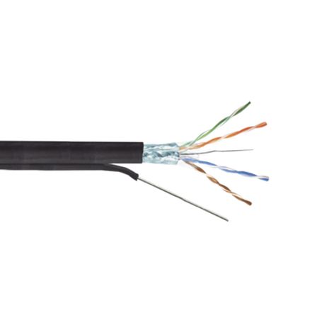 Bobina De Cable Ftp Con Mensajero De Acero De 305 M Cat6 Calibre 23 Color Negro Para Aplicaciones En Video Vigilancia Y Redes De