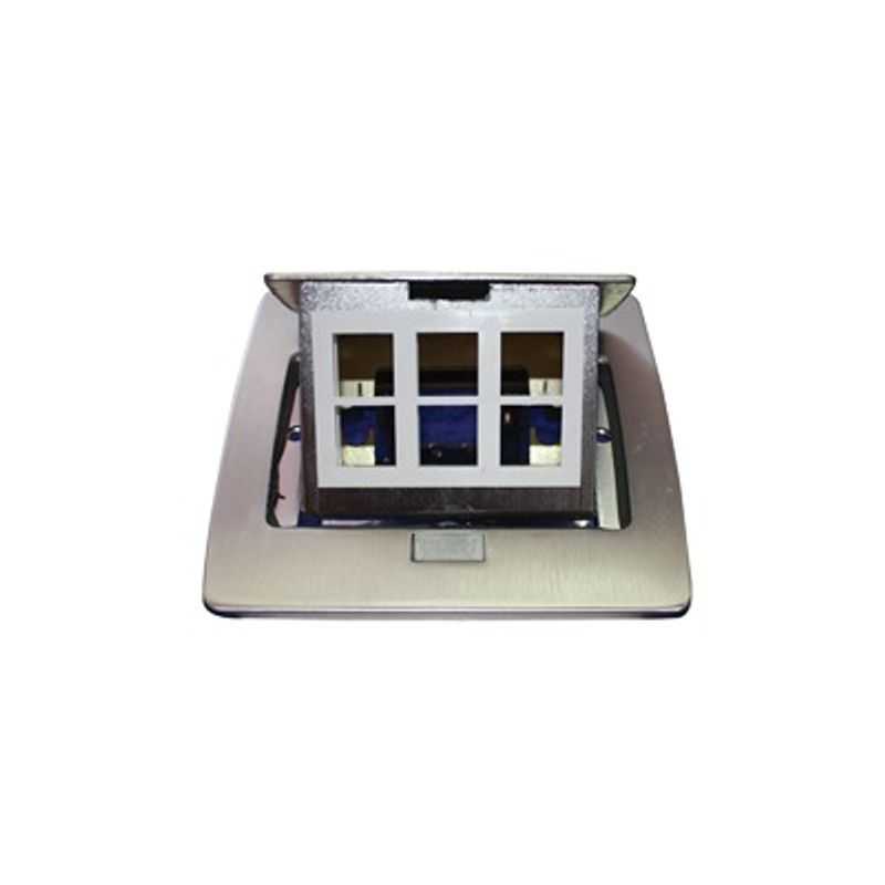 Mini Caja De Piso Rectangular Para Datos Y Conectores Tipo Keystone Color Y Material En Acero Inoxidable (3 Puertos) (1100021202