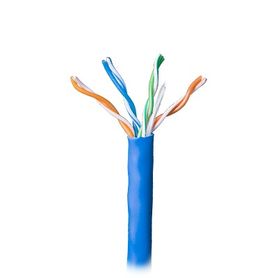 bobina de cable par trenzado nivel 5 cat 5e cmr de color azul de 4 pares de conductores sólidos de cobre awg 24 para aplicacion