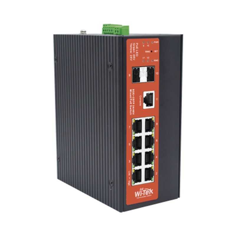 Switch Industrial Administrable Con 2 Puertos Poe Bt Y 6 Puertos Gigabit Ethernet Con Poe 802.3af/at Y 24v Pasivo  2 Sfp Gigabit