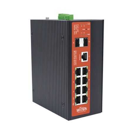 switch industrial administrable con 2 puertos poe bt y 6 puertos gigabit ethernet con poe 8023afat y 24v pasivo  2 sfp gigabit 