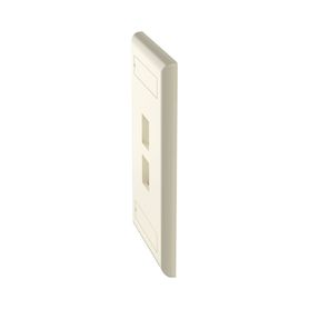 placa de pared vertical salida para 2 puertos keystone con espacios para etiquetas color marfil74122