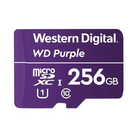 memoria microsd de 256 gb purple especializada para videovigilancia 10 veces mayor duración 3 anos de garantia