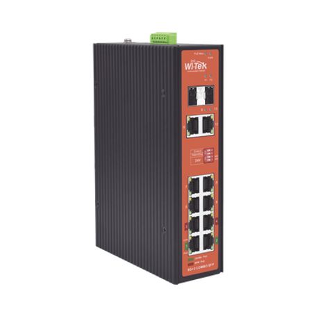 Switch Industrial Poe Y Pasivo De 24v / No Administrable / Con 8 Puertos Gigabit  2 Sfp Combo / Presupuesto 300w