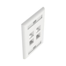 placa de pared vertical salida para 4 puertos keystone con espacios para etiquetas color blanco74145