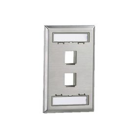 placa de pared vertical salida para 2 puertos keystone con espacios para etiquetas de acero inoxidable 